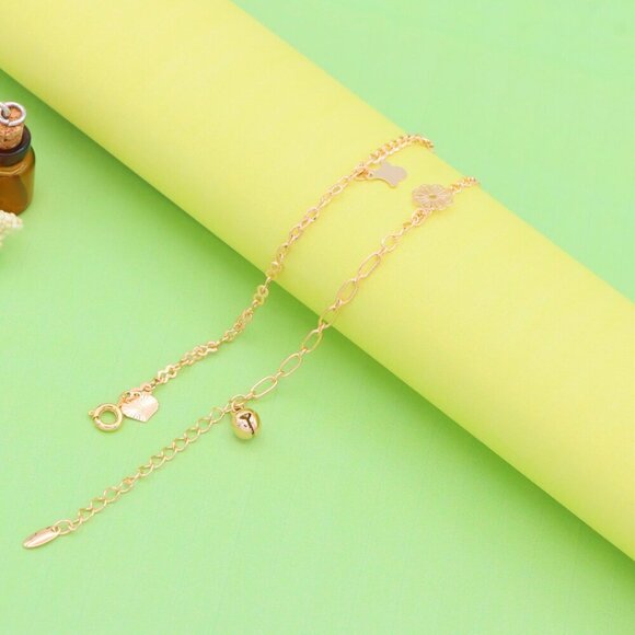 "Delicate Rose Gold Anklet with Cute Flower and Star Charms, XPAL1052 - Picture 6 of 12